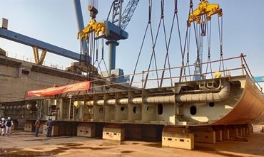 Keel laying of FINNECO I took place on Wednesday 16 December. © Finnlines Keel laying of FINNECO I took place on Wednesday 16 December. © Finnlines