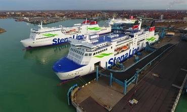 Stena Line's Trelleborg-Rostock route is operated by SKÅNE and MECKLENBURG-VORPOMMERN which are regularly supplemented by SASSNITZ. © JustFerries Stena Line's Trelleborg-Rostock route is operated by SKÅNE and MECKLENBURG-VORPOMMERN which are regularly supplemented by SASSNITZ. © JustFerries