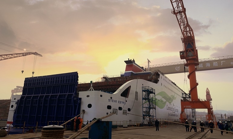 STENA ESTRID ready to leave the building dock one year and 18 days after its keel was laid down © AVIC Ship